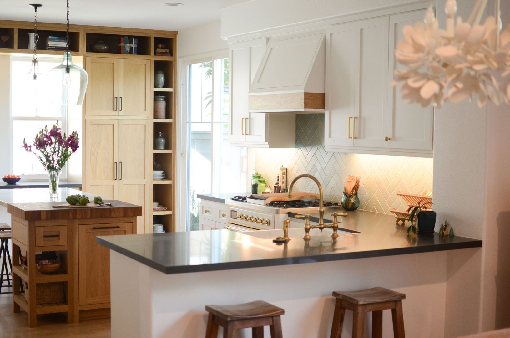 Herringbone  Brick Tile Backsplash - SoCal Kitchen