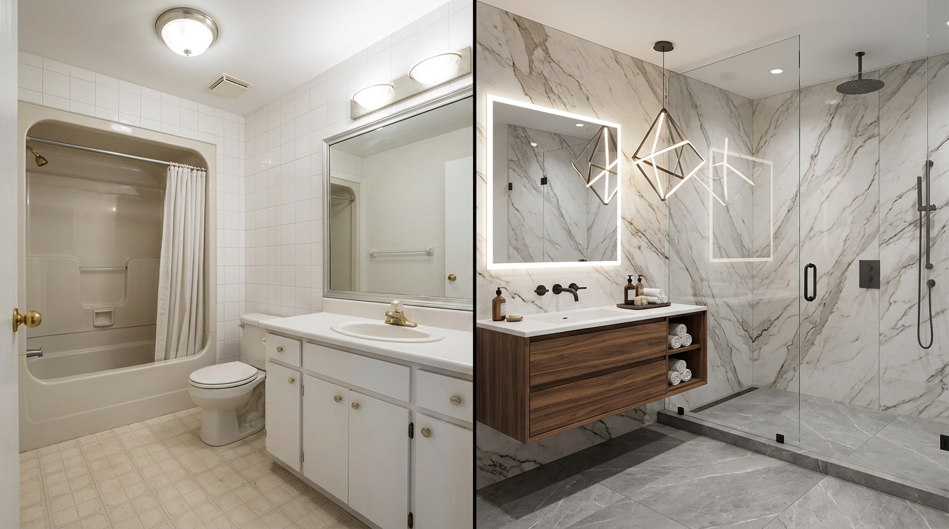 Signs you need a bathroom renovation specialist — layout changes, natural stone and a specific aesthetic result