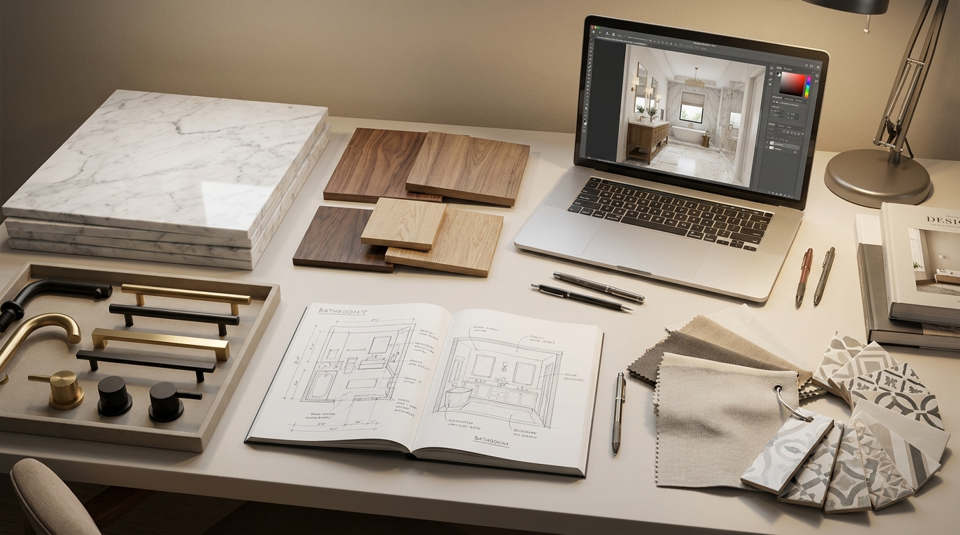 What a bathroom remodel designer does — space planning, material specification and fixture selection as one system