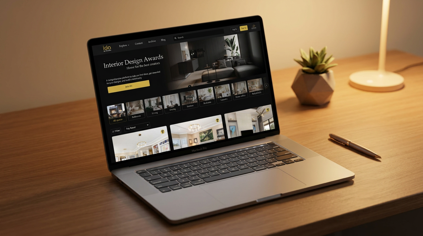 How to enter an interior design competition — designer submitting a room project for monthly community voting