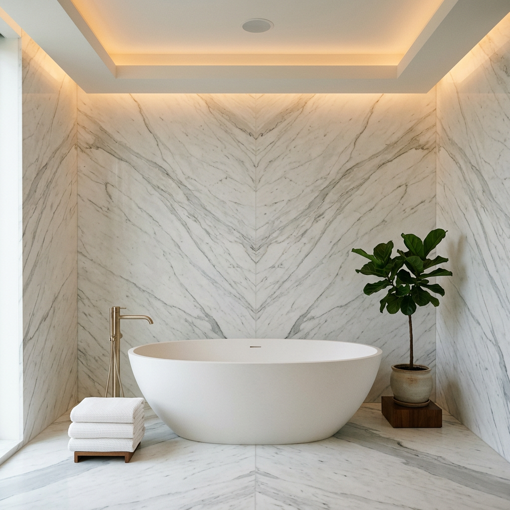 What online interior design competition judges look for — a coherent room where lighting, palette and materials serve one design intention